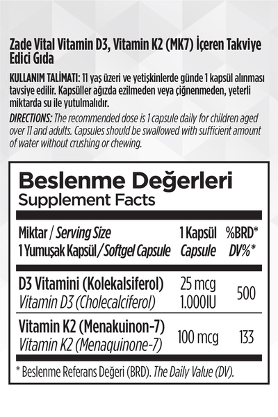 Zade Vital Blaster D3+k2 Water 30 Cap.-zade Vital