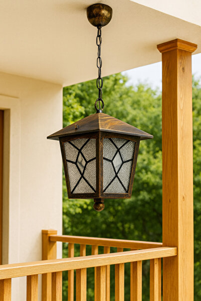 232LAMP YUVA Sarı Gold Hareli Eskitme Lüx Şık Modern Veranda Kamelya Sarkıt F...