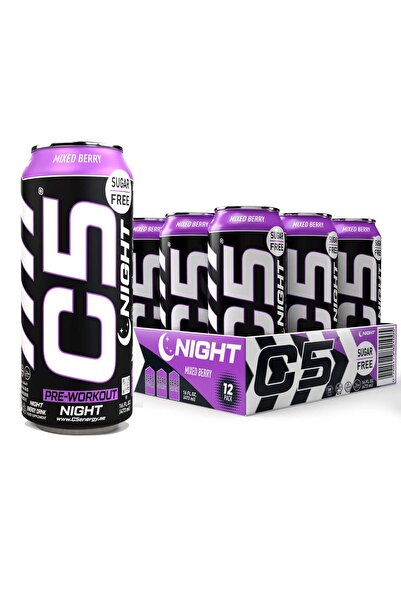 C5 Drink Night - Mixed Berry Preworkout, Caffeine Free, Sugar Free, 473ml (Pack of 12)