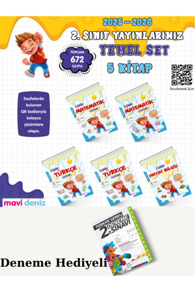 Mavi Deniz Yayınları Mavi Deniz 2.sınıf Set Güncellenmiş Yeni Baskı 5 Kitap