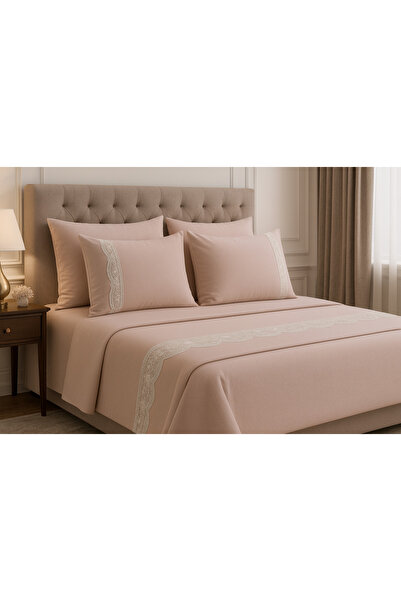 Çeyiz Bahçesi Set cuvertură dublă cu pudră de zestre din dantelă