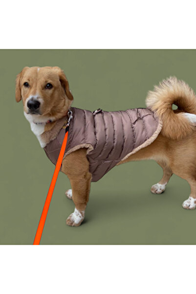 İçi yünlü, su geçirmez Pofuduk/Şişme Köpek Montu - BEIGE
