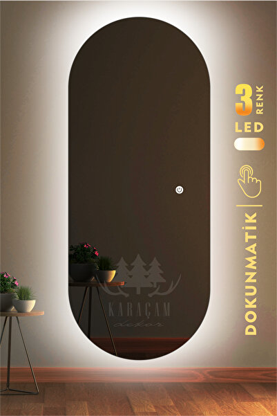 KaraçamDekor Led Işıklı 128 X 53 Oval Boy Aynası