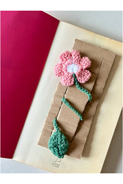 MÜHÜRŞAH Örgü Papatyalı Kitap Ayracı ( 3'lü Set - Pembe / Beyaz / Kırmızı ) Amigurumi