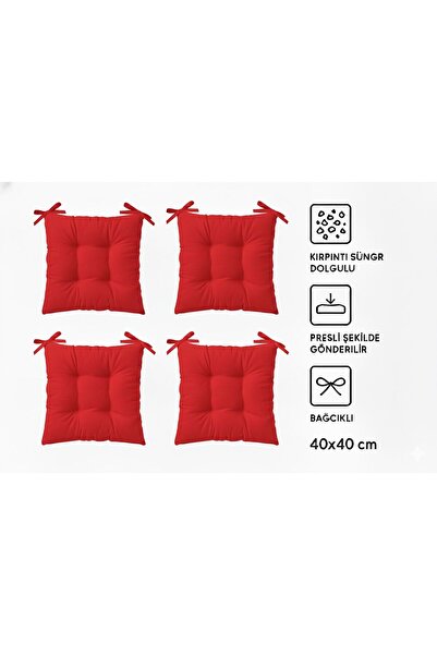 TEZKOTEKSTİL Pernă pentru scaun pătrată Pofidik, 4 bucăți, 40 x 40 cm, roșu