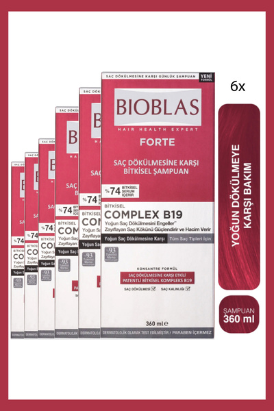 Bioblas Forte Herbal Shampoo intensiv anti-cădere de păr, 6 bucăți