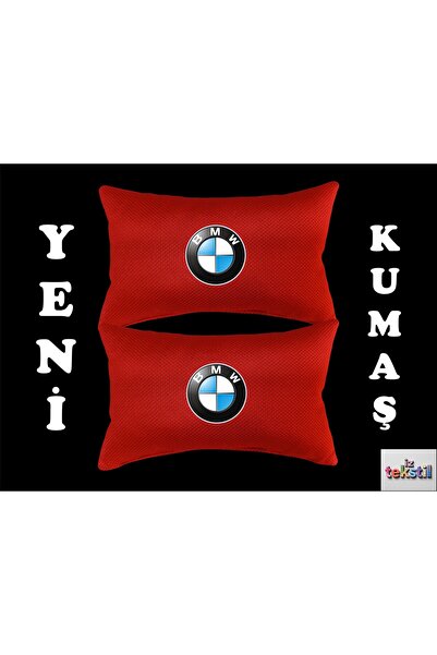 İZ WORTH WEARİNG Bmw Logolu Oto Araç Boyun Yastığı MOZAİK DESENLİ KIRMIZI Kum...