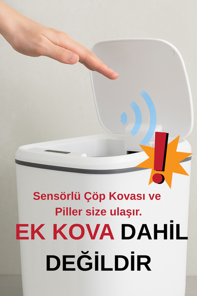 Eco Lounge Coș de gunoi inteligent, dimensiune mare, 20 litri, cu lumină UV și senzor, detectează mișcarea, silențios