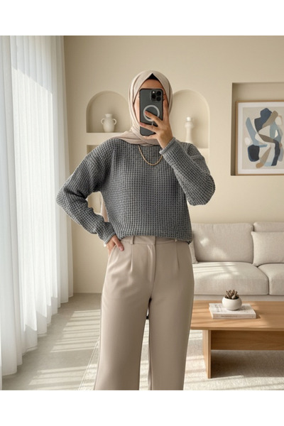 Modamorfo В'язаний светр з круглим коміром - сірий