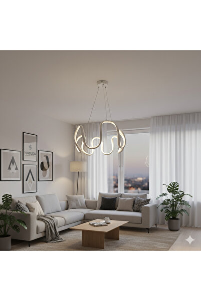 YURDUGÜL Dekoratif Modern LED Avize 60 cm | 3 Renk Işık | Enerji Tasarruflu |...