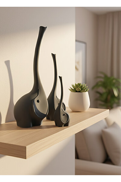 Bayan Rottenmeier Uzun Hortumlu Fil Ailesi  Dekoratif Obje - Biblo - Dekor