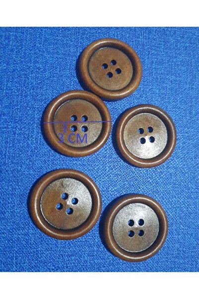 İMREN AKSESUAR Kaban Ceket Ve Hırka Için Doğal Ahsap Tahta Düğme 3 Cm 1 Paket...