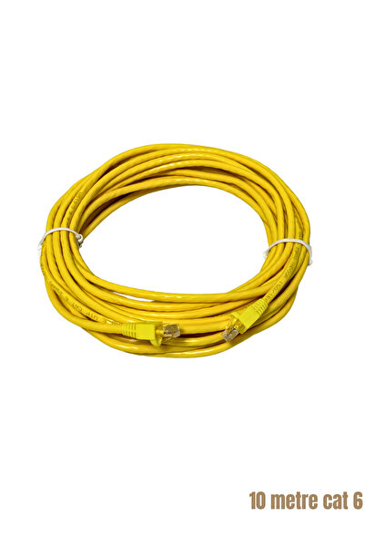 Zerlina 10 Metre Cat6 Sarı Renk Internet Bilgisayar, Modem ,ıp Kamera Rj45 Ethernet Patch Kablo
