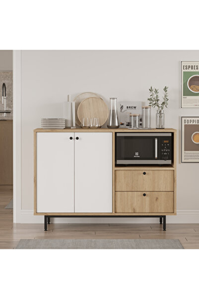 Yurupa Latte Serisi Kahve Köşesi Çok Amaçlı Dolap Mutfak Dolabı Sepet-Beyaz LAT2-SW