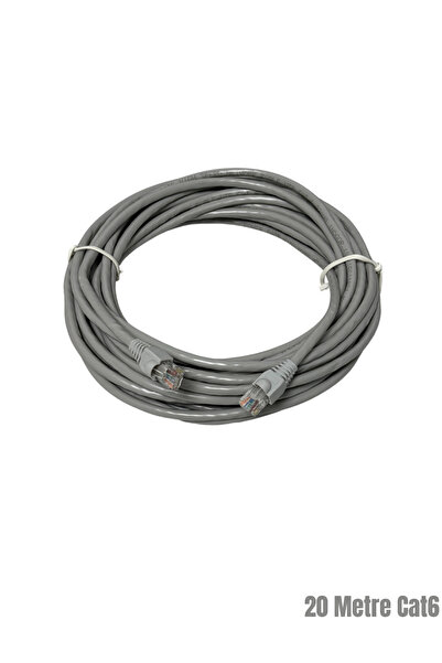 Zerlina 20 Metre Gri Renk Cat6 Internet Bilgisayar, Modem , Swich , Ip Kamera Rj45 Ethernet Patch Kablo