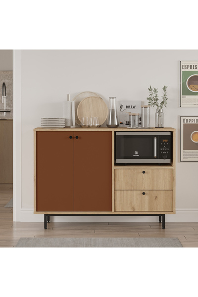 Yurupa Latte Serisi Kahve Köşesi Çok Amaçlı Dolap Mutfak Dolabı Sepet-Kiremit LAT2-SK