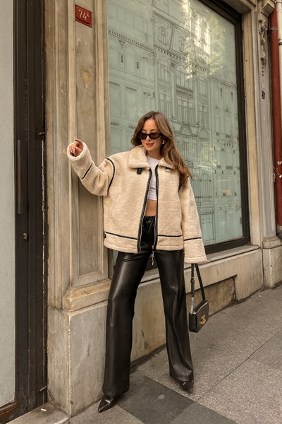 LACASE Μπουφάν βελούδινο από συνθετική γούνα