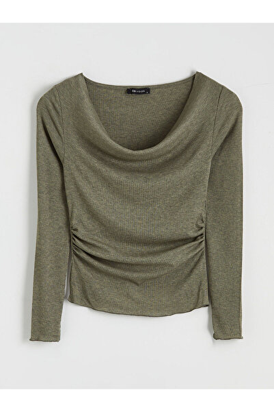 LC Waikiki Lcw Vision Draped Neckline Gathered Blouse