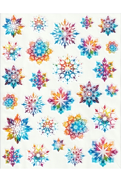 NUNUKİ رقاقات الثلج الملونة الزجاج ملصق مجموعة رقاقات الثلج الشتوية الملونة ن...