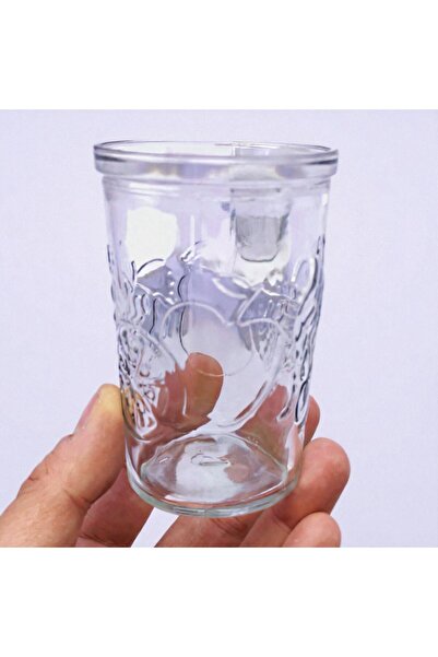 sharp&art Mini Glass Jar Set with Elastic Lid, Vacuum Sealed, Embroidered, 6-Piece Spice Jar Set