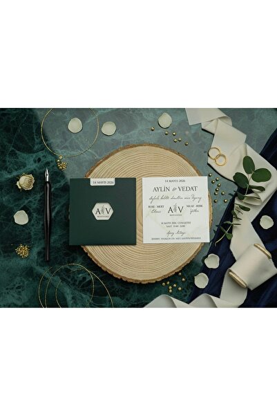 ERDEM DAVETİYE Düğün, Nişan, Nikah Davetiyesi (50 Adet) 9358