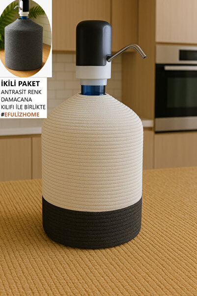 Efuliz Home Husă pentru dozator de apă cu aspect de paie de iută, husă elegantă și naturală pentru dozator de apă