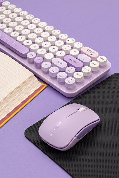 Mithrion Retro Pastel Renkli Kablosuz Klavye ve Mouse Seti - Türkçe Q Klavye