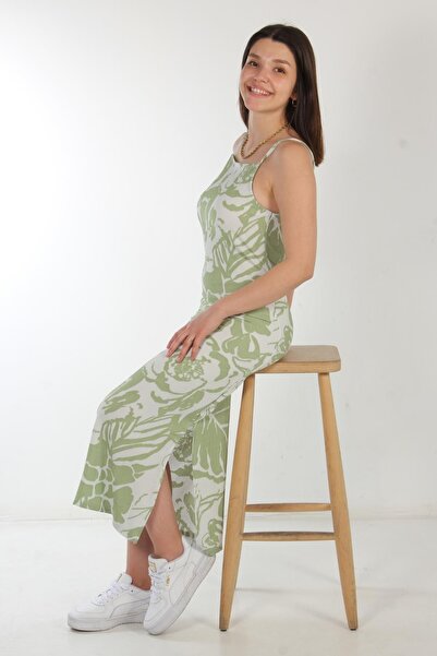 Mckanzie 5573 Patterned Raschel Dress with Side Slits