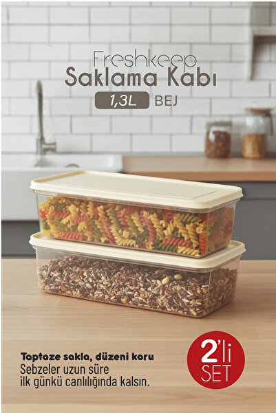 bizimevde Freshkeep 2-Piece Storage Container Set 1.3 Liter |   Food Preservation Box |   Covered