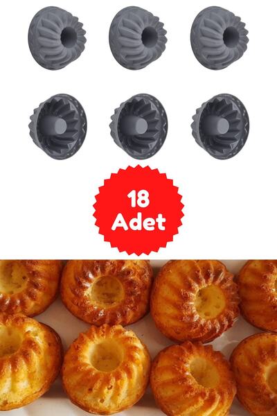 Kitchen Design Lab Antrasit 18'li Silikon Mini Kek Kalıbı - Muffin Kalıbı 18 ...