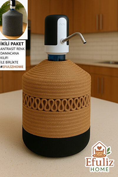 Efuliz Home Husă pentru dozator de apă cu aspect de paie de iută, husă elegantă și naturală pentru dozator de apă.