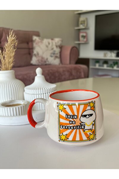 Inspire Ceramic Esprili Seramik Kahve Kupası 200 ml Komik Baskılı Seramik Hed...