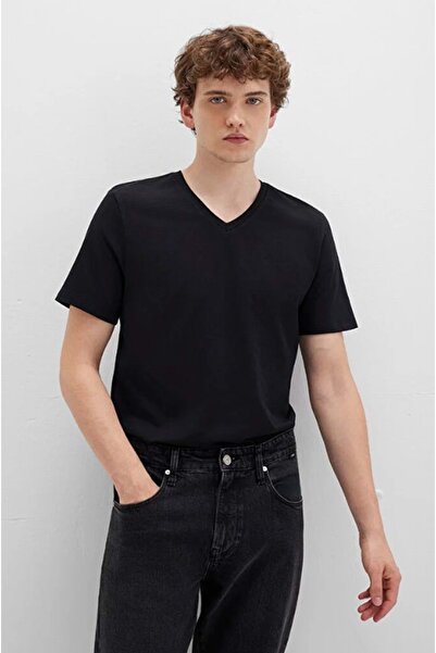 Mavi 061748 Stretch V-Neck Basic T-Shirt Men's T-Shirt Black