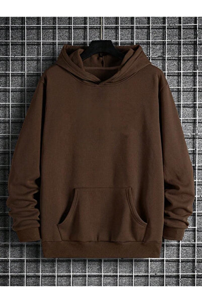 Relax family xf Men's Solid Color Hooded Sweatshirt Oversize Cotton Lined 3 Thread Winter Anti-Pilling