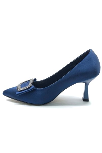 KOCAMANLAR Feles square buckle 8 cm heeled stiletto women's shoes blue