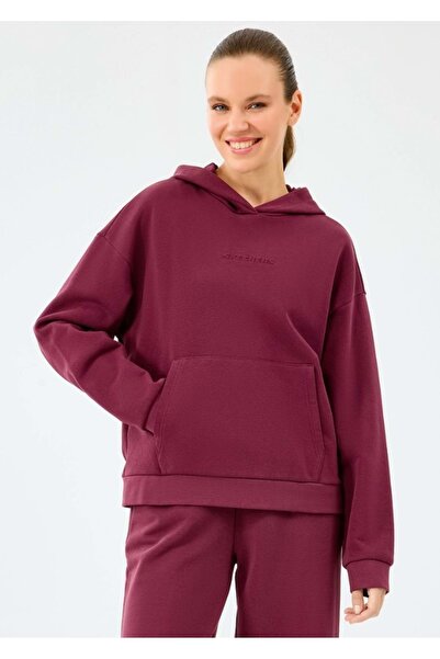 SKECHERS W Essential Hoodie Sweatshirt S2610013 Kadın Kapüşonlu Sweatshirt BORDO