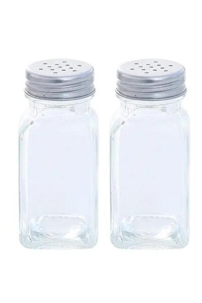 Kitchen Design Lab Paslanmaz Çelik Kapaklı Kare Cam Hazneli 2 Adet Tuzluk - K...