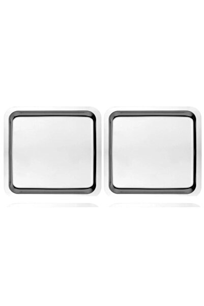 Kitchen Design Lab 2 Adet Paslanmaz Çelik Gümüş Renk Sunum Tepsisi 21 X21 Cm Çay Kahve Pasta Tatlı Servis Sunum