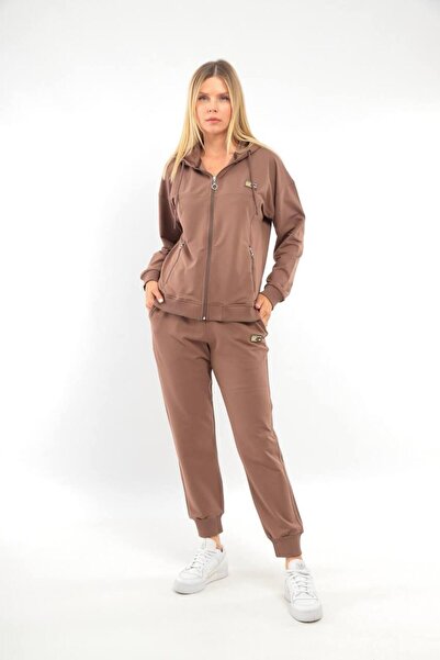 SOCCER طقم سويت شيرت نسائي بغطاء للرأس مقاس كبير - 21649