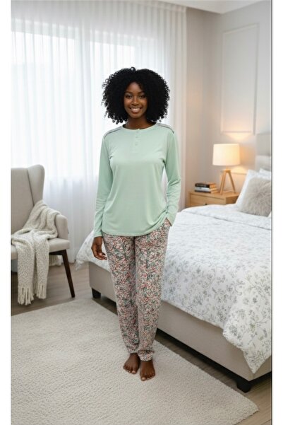 AYSUN TEKSTİL New Product... Cotton Modal Relaxed Fit Soft Fabric Sports Women Pajama Set
