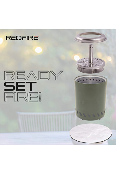 Redfire Firepit Hava Sirkülasyonlu Masaüstü Ateş Çukuru medium Boy - Gri