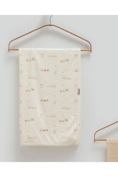 Caramell İncibaby 100% Cotton Premium Baby Boy 3-Piece Cotton Blanket & Muslin Blanket & Pacifier Strap Set