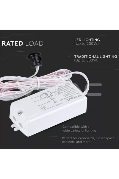 V-TAC ON/OFF motion sensor, reaction to door opening and closing, max 500W