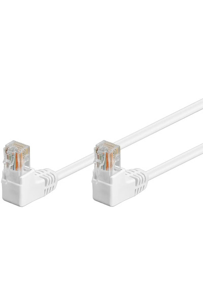 goobay Cablu Patch CAT5e 2x RJ45 90 UTP 0.5m alb pentru Conectare retea 96069