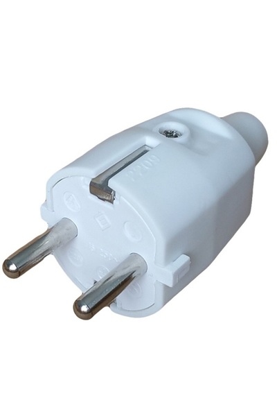 OEM White rubberized Schuko plug with rubber gland IP20 16A 250V ODO SPN3110