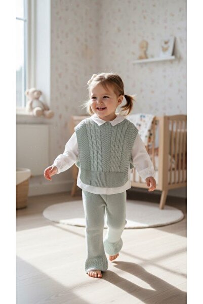 genybaby Baby Girl 3-Piece Knitwear Set |   Knitted Sweater + White Shirt + P...