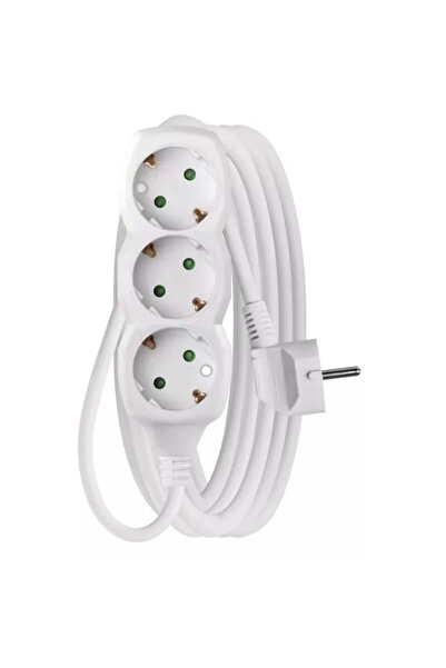 EMOOS Electrical extension cord 5m 3x Schuko white P0325R EMOS 3680W copper conductor 1.5mm2