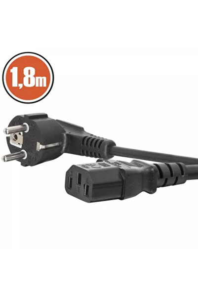 OEM Power cable 1.8m CEE 7/7 rectangular plug - IEC C13 socket 3x0.75mm double insulated 16A/2