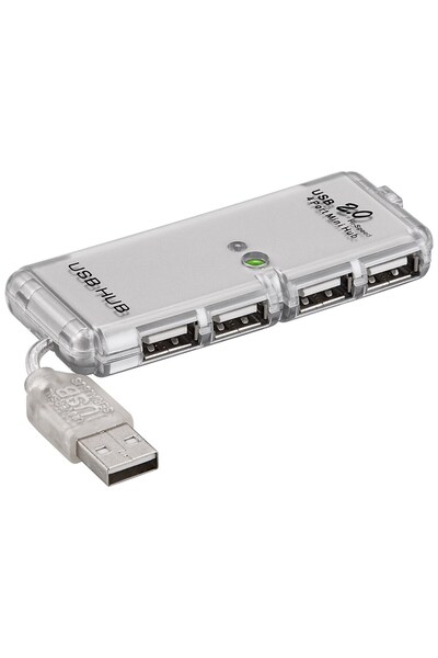 goobay Hub 4 port USB 2.0 HI-SPEED 480MB/s gri cablu 6cm 68879