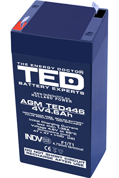 TED Acumulator 4V 4.6Ah 47x47xh100.6mm AGM Battery TED446F1 TED002853